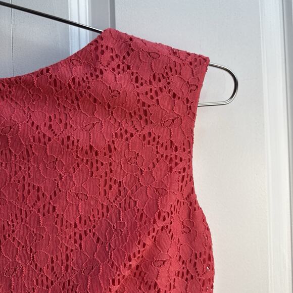 Chaps Women's Pink Sheath Floral Lace Sleeveless Back Zip Dress Size 8‎ - Picture 3 of 11